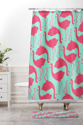 Allyson Johnson Flamingo Party Shower Curtain And Mat