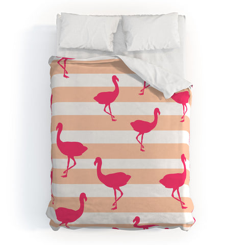 Allyson Johnson Flamingos and peach Duvet Cover
