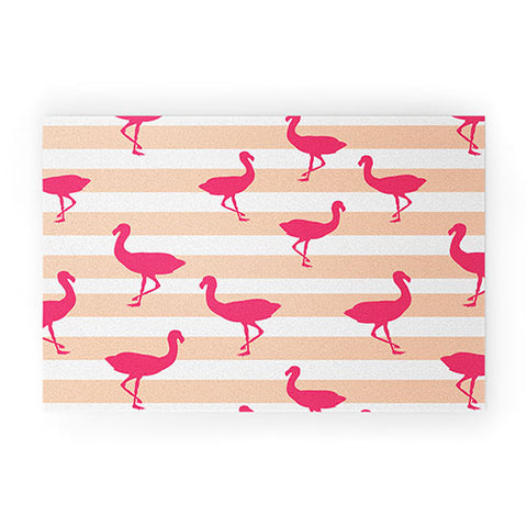 Allyson Johnson Flamingos and peach Welcome Mat
