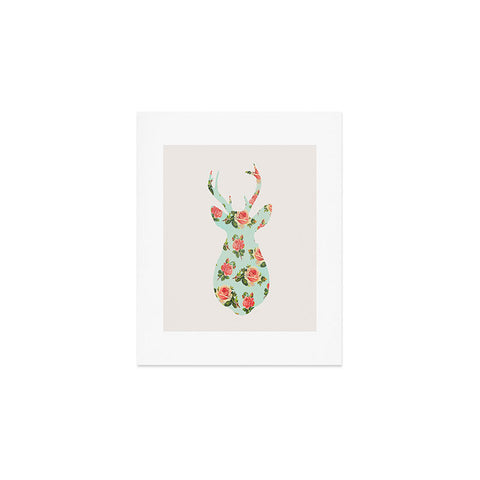 Allyson Johnson Floral Deer Silhouette Art Print
