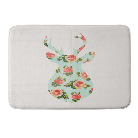 Allyson Johnson Floral Deer Silhouette Memory Foam Bath Mat