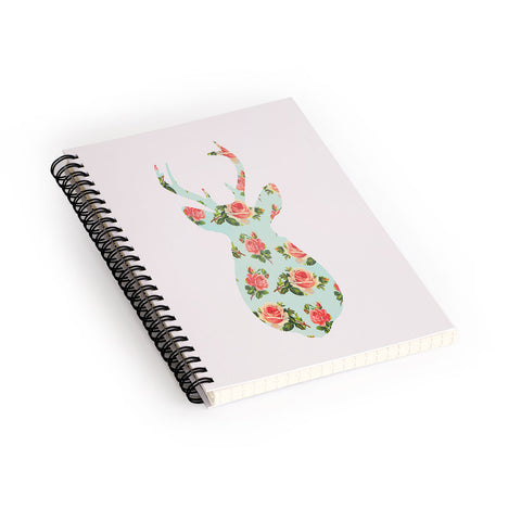 Allyson Johnson Floral Deer Silhouette Spiral Notebook