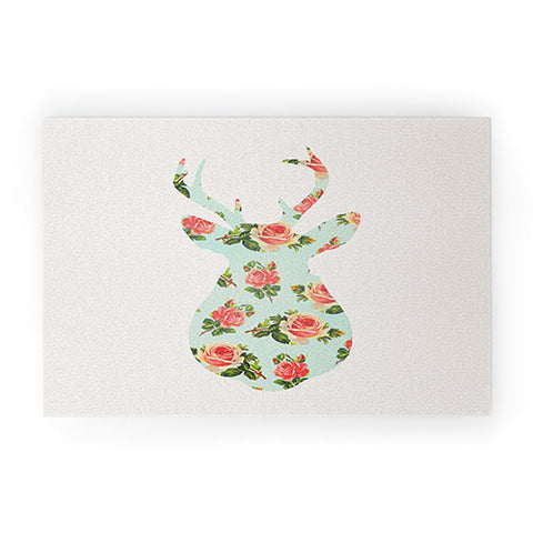 Allyson Johnson Floral Deer Silhouette Welcome Mat