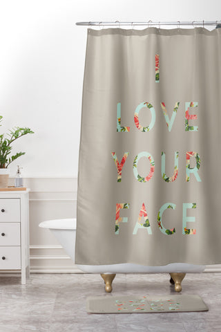 Allyson Johnson Floral I Love Your Face Shower Curtain And Mat