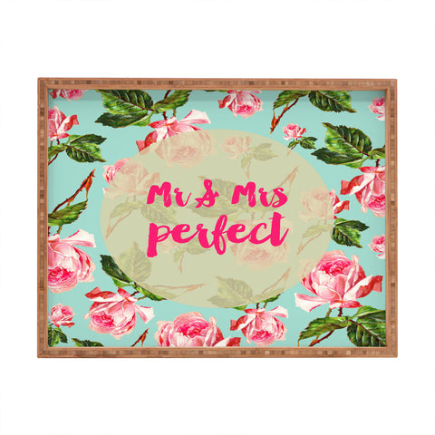 Allyson Johnson Floral Mr and Mrs Perfect Rectangular Tray