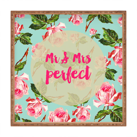 Allyson Johnson Floral Mr and Mrs Perfect Square Tray