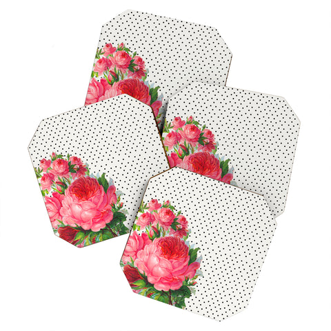 Allyson Johnson Floral Polka Dots Coaster Set