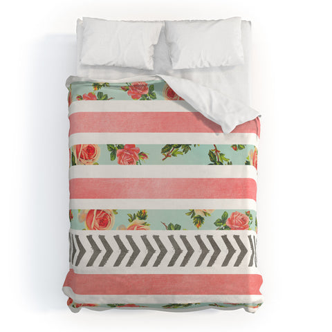 Allyson Johnson Floral Stripes And Arrows Duvet Cover