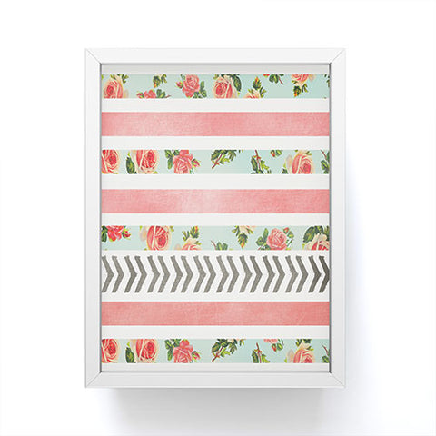 Allyson Johnson Floral Stripes And Arrows Framed Mini Art Print