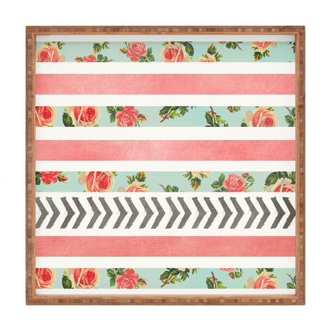 Allyson Johnson Floral Stripes And Arrows Square Tray