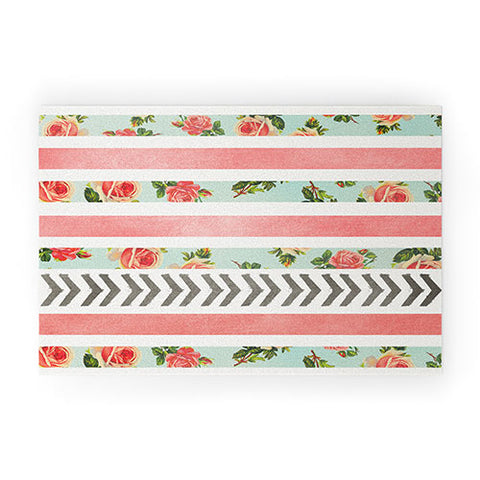 Allyson Johnson Floral Stripes And Arrows Welcome Mat