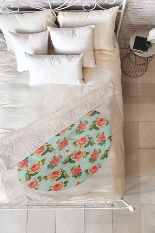 Allyson Johnson Floral Vinyl Fleece Throw Blanket