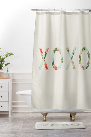 Allyson Johnson Floral XOXO Shower Curtain And Mat
