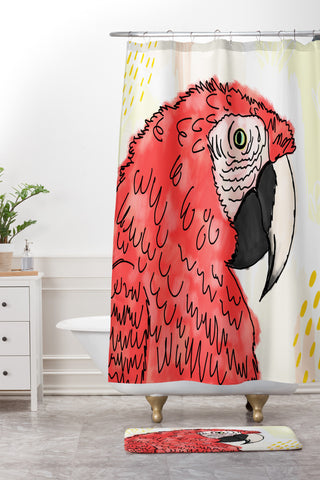 Allyson Johnson Gilbert the Parrot Shower Curtain And Mat