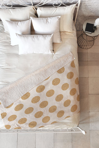Allyson Johnson Gold Dots Fleece Throw Blanket