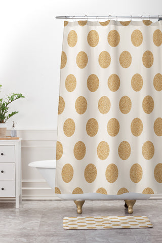 Allyson Johnson Gold Dots Shower Curtain And Mat