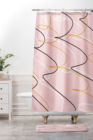 Allyson Johnson Golden curls Shower Curtain And Mat