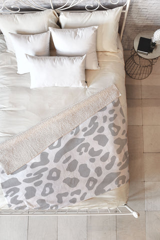 Allyson Johnson Gray Leopard Fleece Throw Blanket