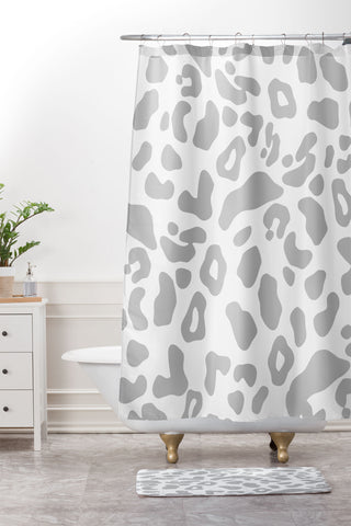 Allyson Johnson Gray Leopard Shower Curtain And Mat