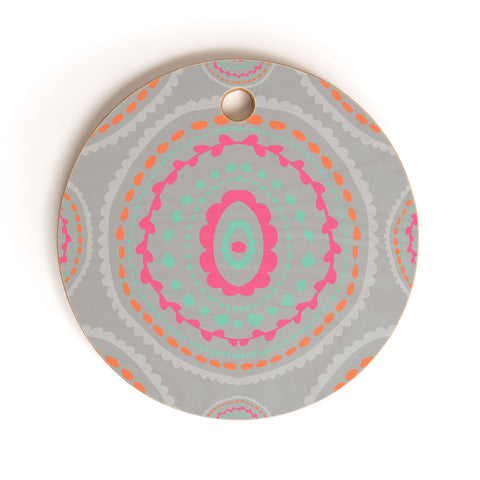 Allyson Johnson Gray Medallion Cutting Board Round