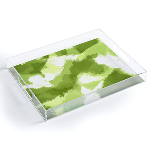 Allyson Johnson Green Abstract Acrylic Tray