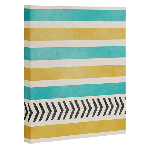 Allyson Johnson Green And Blue Stripes And Arrows Art Canvas