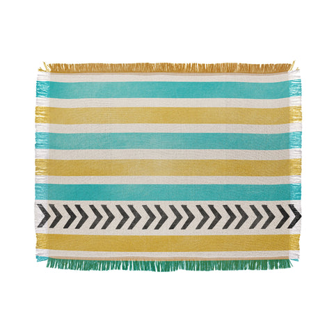 Allyson Johnson Green And Blue Stripes And Arrows Throw Blanket