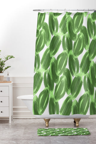 Allyson Johnson Greenery Leaves Shower Curtain And Mat