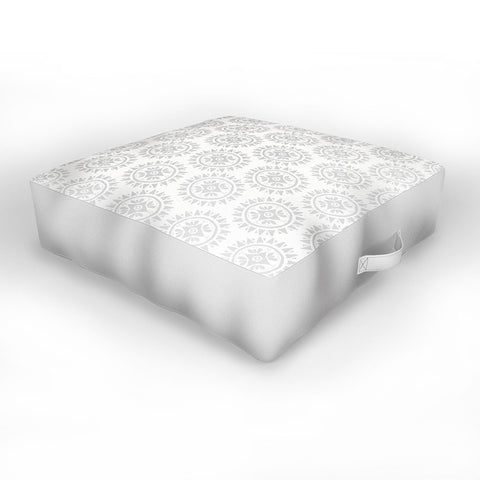 Allyson Johnson Grey Medallion Pattern Outdoor Floor Cushion