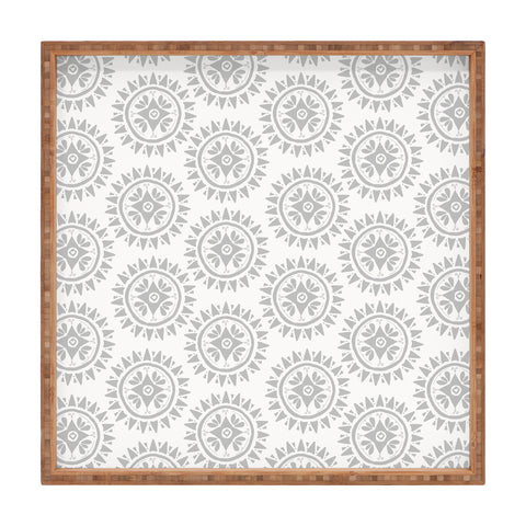 Allyson Johnson Grey Medallion Pattern Square Tray