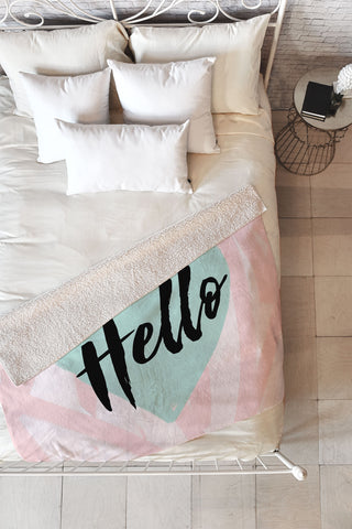 Allyson Johnson Hello Heart Mint Fleece Throw Blanket