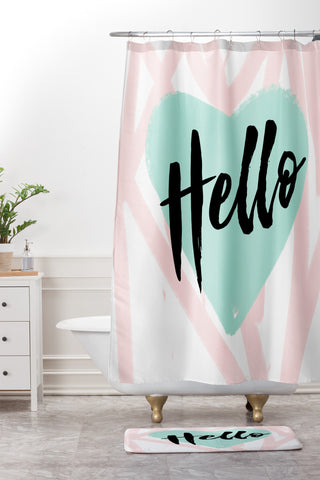 Allyson Johnson Hello Heart Mint Shower Curtain And Mat