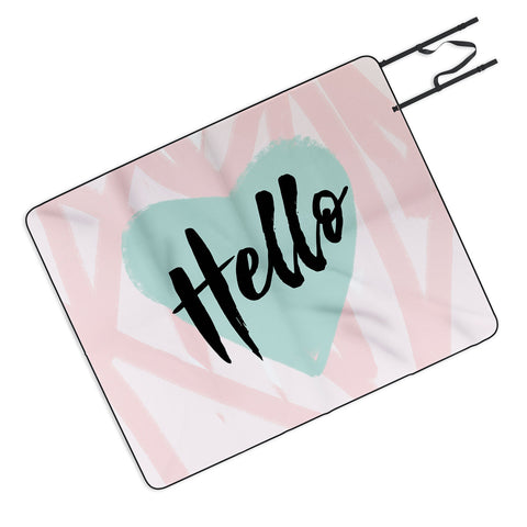 Allyson Johnson Hello Heart Mint Picnic Blanket