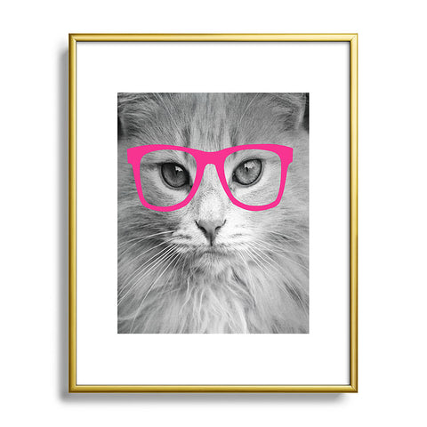 Allyson Johnson Hippest Cat Pink Metal Framed Art Print