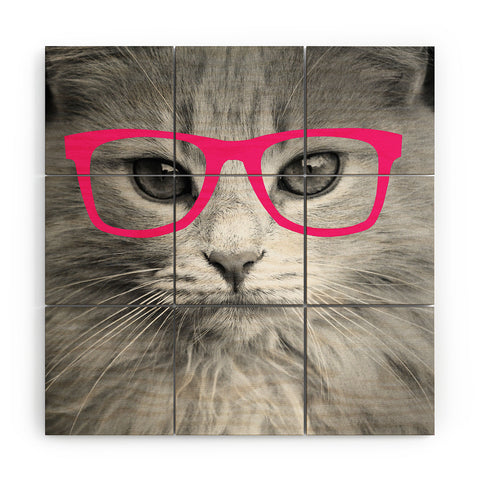 Allyson Johnson Hippest Cat Pink Wood Wall Mural