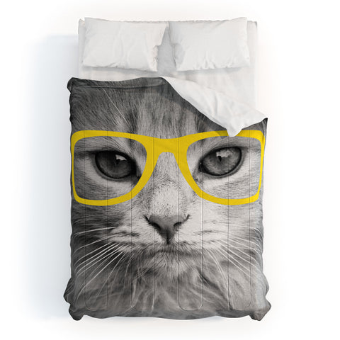 Allyson Johnson Hippest Cat Yellow Comforter
