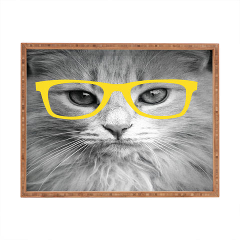 Allyson Johnson Hippest Cat Yellow Rectangular Tray