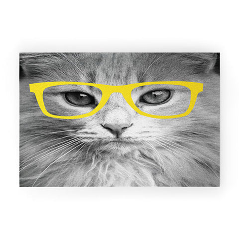 Allyson Johnson Hippest Cat Yellow Welcome Mat