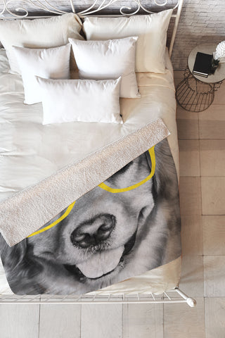 Allyson Johnson Hippest Dog Yellow Fleece Throw Blanket