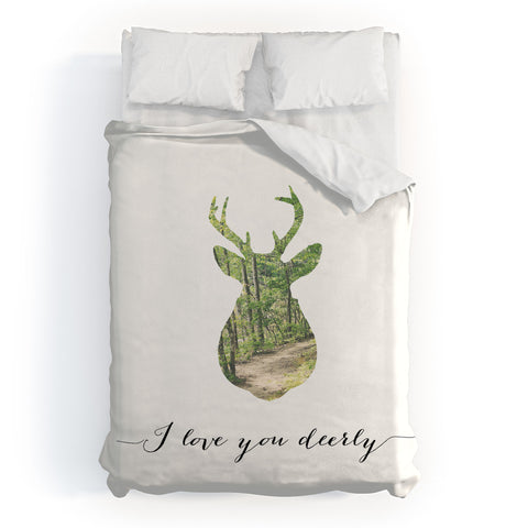 Allyson Johnson I Love You Deerly Silhouette Duvet Cover