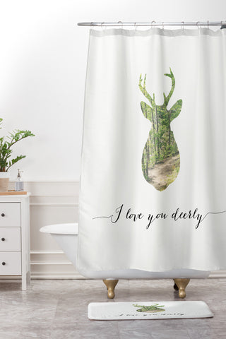Allyson Johnson I Love You Deerly Silhouette Shower Curtain And Mat