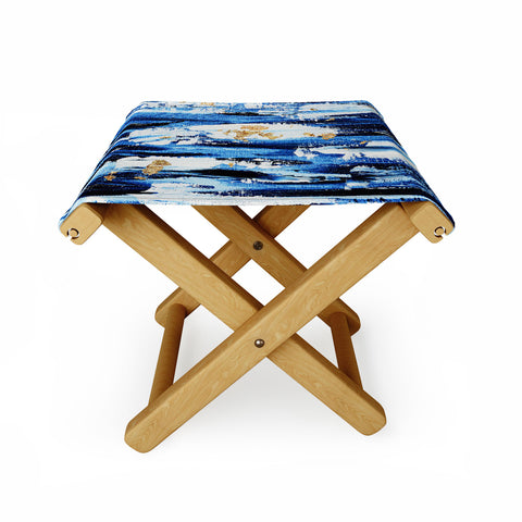 Allyson Johnson Indigo Abstract Folding Stool