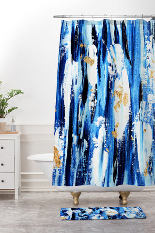 Allyson Johnson Indigo Abstract Shower Curtain And Mat
