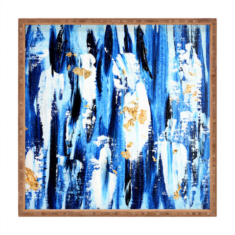 Allyson Johnson Indigo Abstract Square Tray