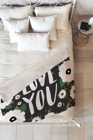 Allyson Johnson Love you floral Fleece Throw Blanket
