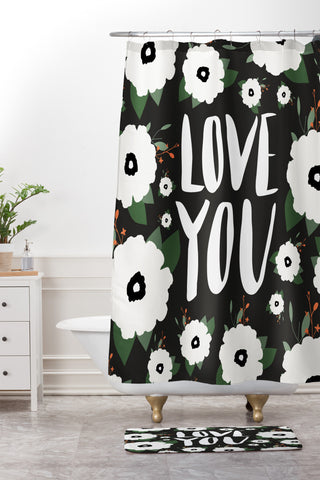 Allyson Johnson Love you floral Shower Curtain And Mat