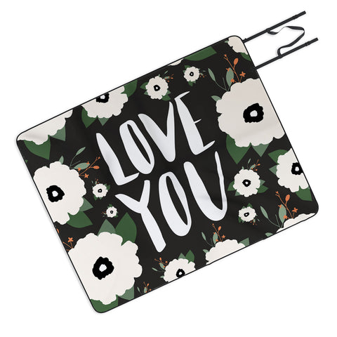 Allyson Johnson Love you floral Picnic Blanket