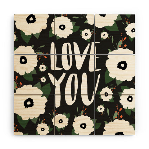 Allyson Johnson Love you floral Wood Wall Mural