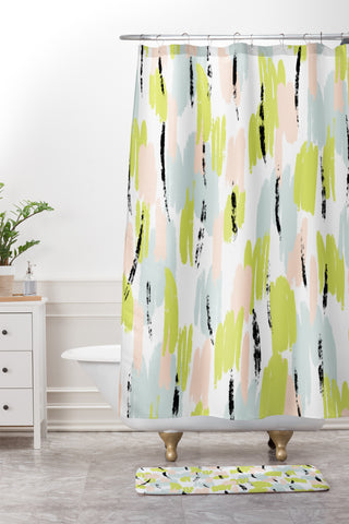 Allyson Johnson Melon Abstract Shower Curtain And Mat