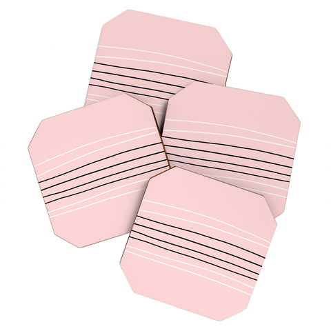 Allyson Johnson Minimal Pink lines Coaster Set